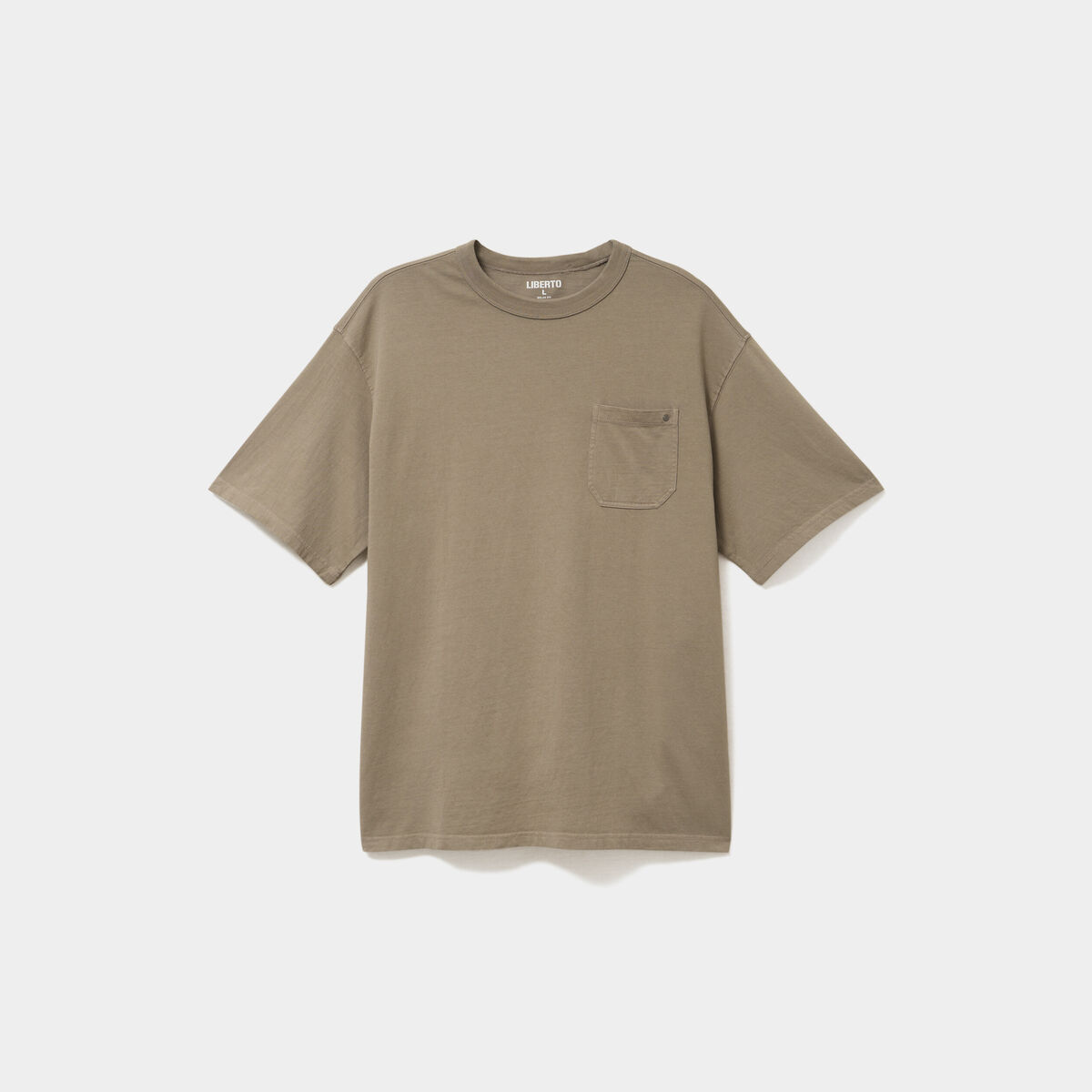 T-shirt droit col rond 1 poche coton vert kaki homme