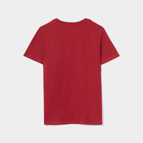 t shirt col rond manches courtes coton rouge fonce garcon T-shirt col rond manches courtes coton rouge foncé garçon