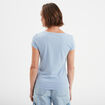 T-shirt coton col rond manches courtes bleu clair femme
