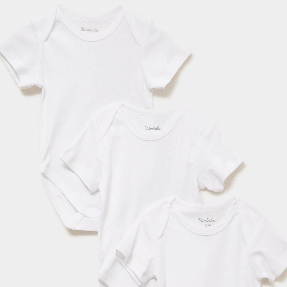 Lot 3 bodies US coton manches courtes blanc b&eacute;b&eacute;