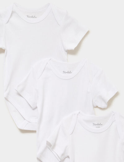Lot 3 bodies US coton manches courtes blanc b&eacute;b&eacute;
