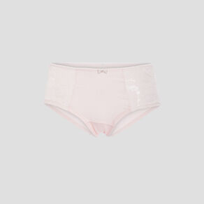 Shorty en coton avec dentelle rose poudrée femme