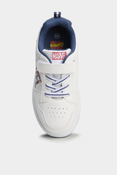 Tennis basses &agrave; scratchs Marvel blanc gar&ccedil;on