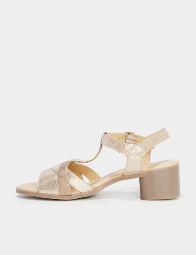 Sandales &agrave; talons pied large en cuir sable femme