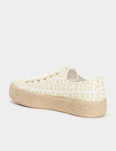 Tennis basses semelles en corde blanc femme