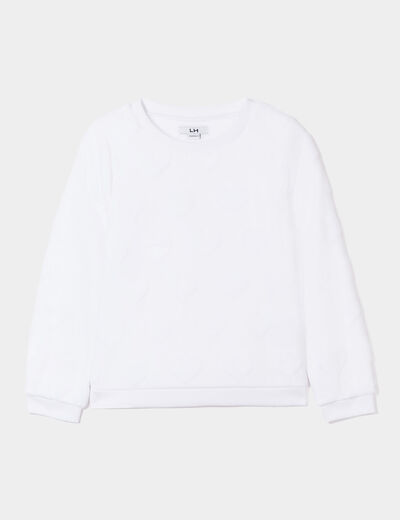 Sweat doux manches longues blanc fille