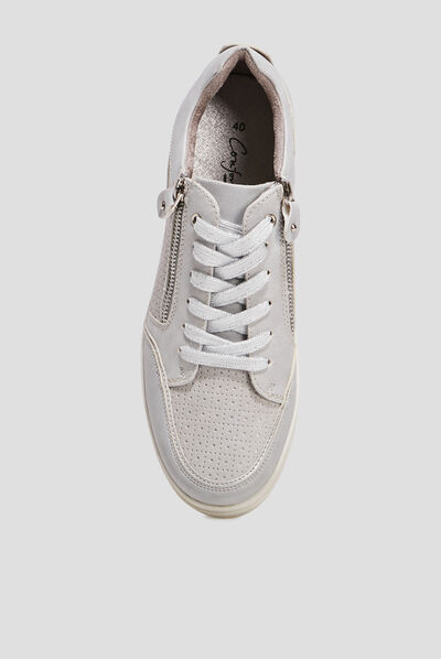 Tennis à lacets zippées gris femme