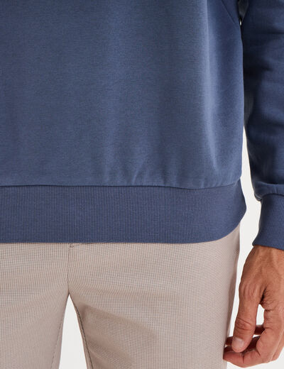 Sweat molleton col rond bleu lavande homme