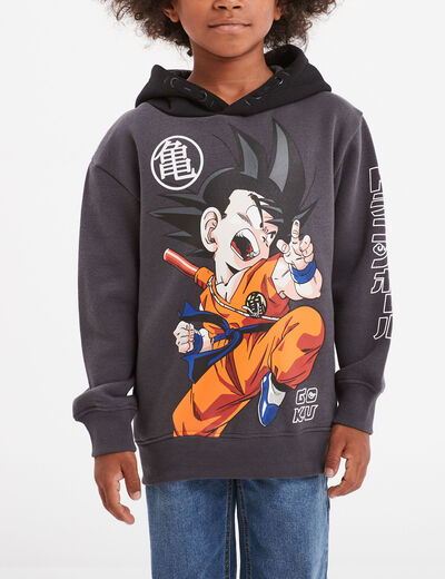 Sweat à capuche hoodie Dragon Ball Goku gris foncé garçon