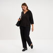 Blouse manches 3/4 et col tunisien noir femme grande taille