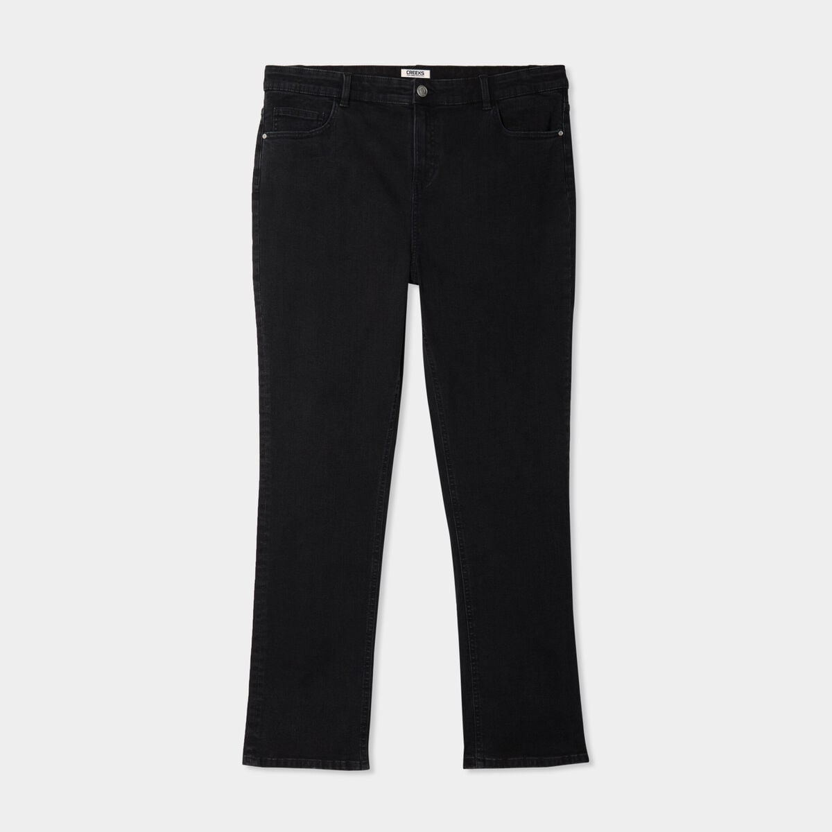 Jeans droit taille haute denim noir femme grande taille