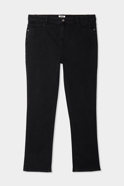 Jeans droit taille haute denim noir femme grande taille