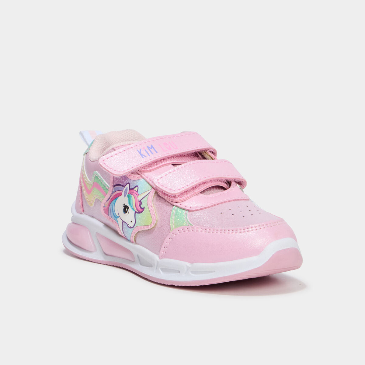 Baskets running semelles lumineuses rose fille