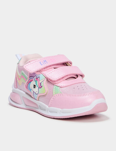 Baskets running semelles lumineuses rose fille