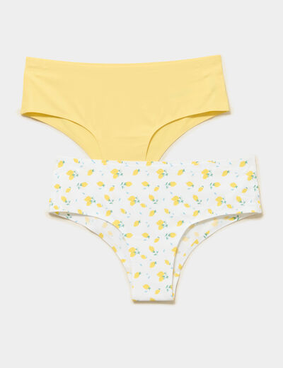 Lot 2 shortys microfibre sans couture ecru femme