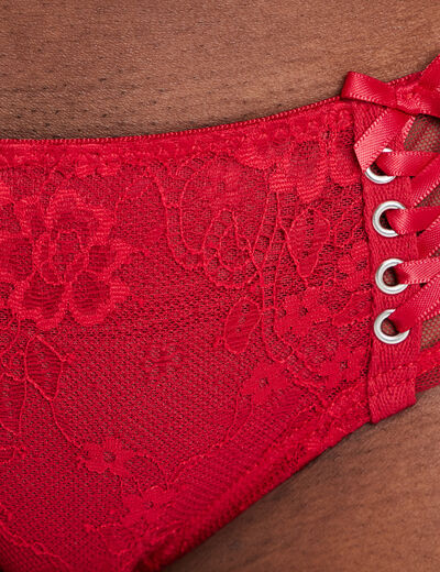 Shorty en dentelle rouge femme