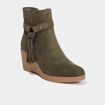 Boots compensées vert kaki femme