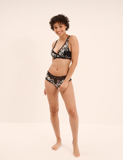 Soutien-gorge foulard avec dentelle noir femme