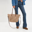 Sac shopper avec bandouli&egrave;re sable femme