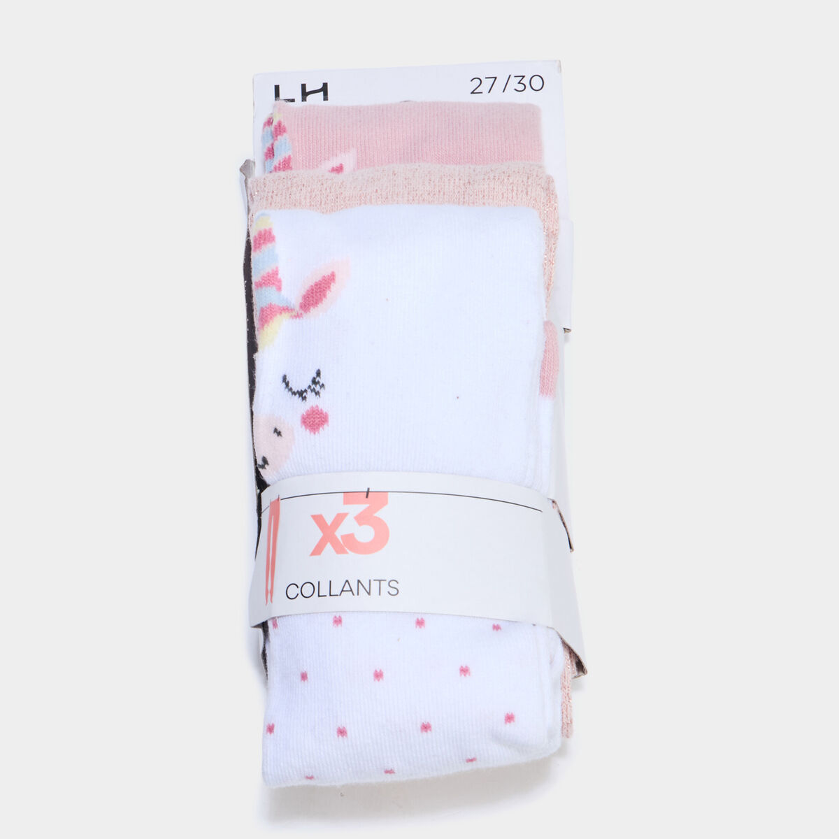 Lot 3 collants taille &eacute;lastiqu&eacute;e rose fille