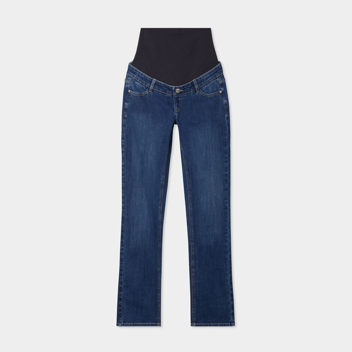 Jeans grossesse droit avec bandeau denim stone femme maternit&eacute;