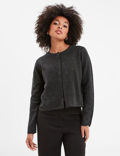 Gilet boutonné manches longues Creeks gris foncé femme