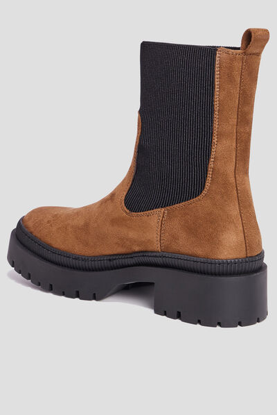Bottines ranger avec élastiques marron femme