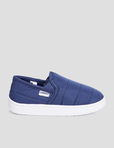 Chaussons chauds matelassés bleu garçon