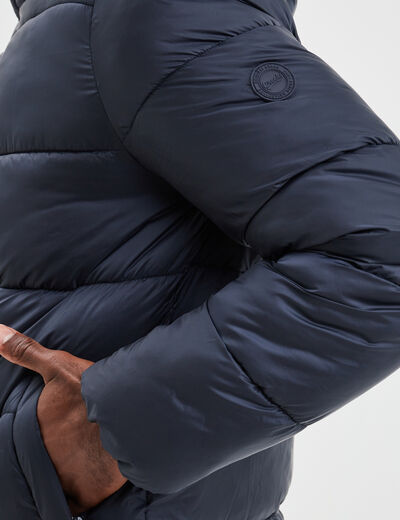 Doudoune doublée zippée à capuche bleu marine homme