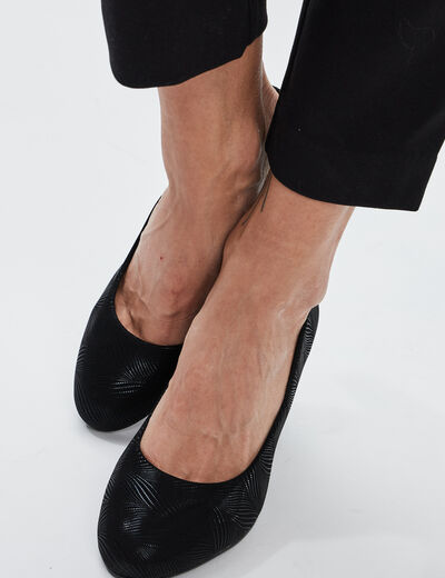 Escarpins Belle Women Talons Carrés 14 Cm - Noir Style Mouillé - Taille 39
