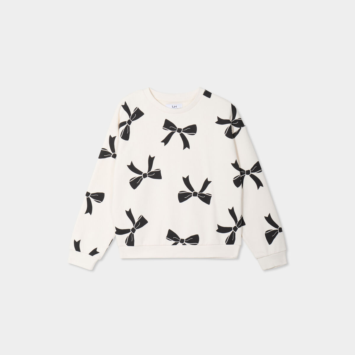 Sweat col rond manches longues beige fille