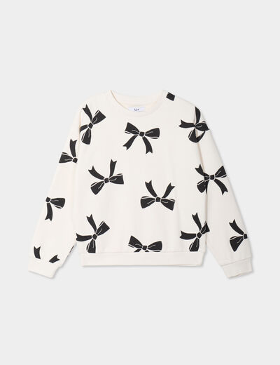 Sweat col rond manches longues beige fille