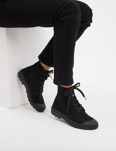 Baskets montantes en toile Trappeur noir femme