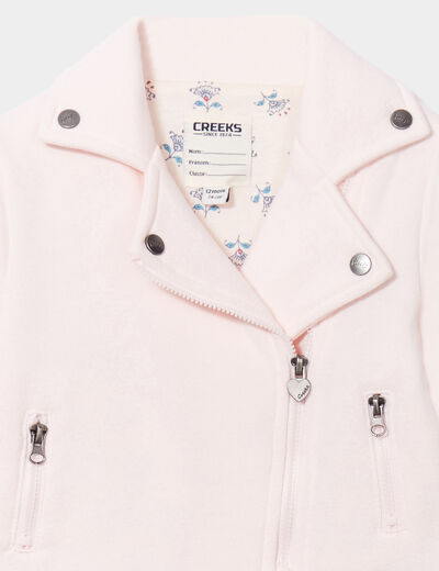 Veste esprit biker droite rose clair bébé fille