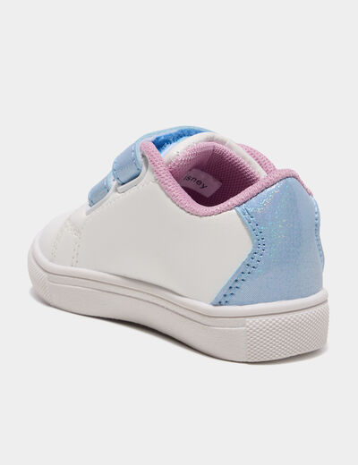 Tennis basses &agrave; scratchs Stitch blanc b&eacute;b&eacute; fille