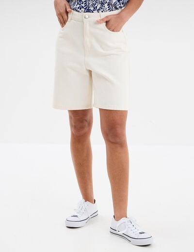 Bermuda droit coton ecru femme