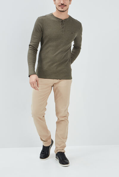 Pantalon droit en coton sable homme