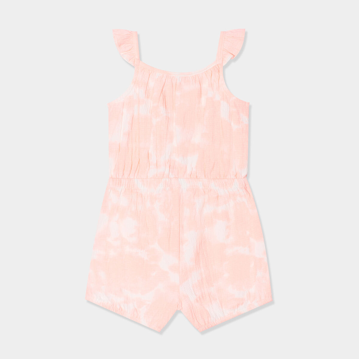 Combishort à bretelles et volants rose fluo bébé fille