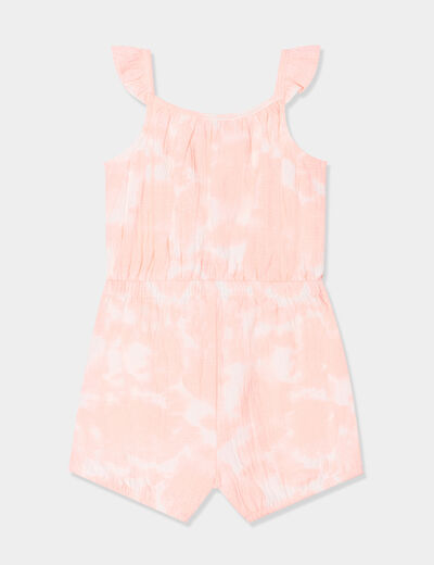 Combishort à bretelles et volants rose fluo bébé fille