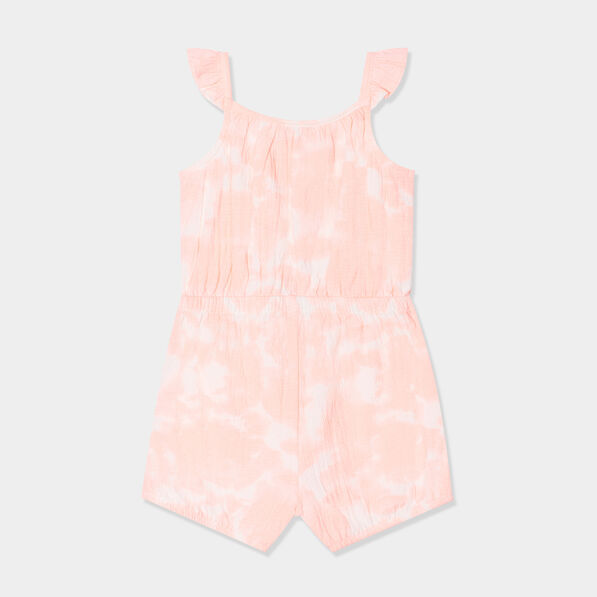 combishort a bretelles et volants rose fluo bebef Combishort à bretelles et volants rose fluo bébé fille
