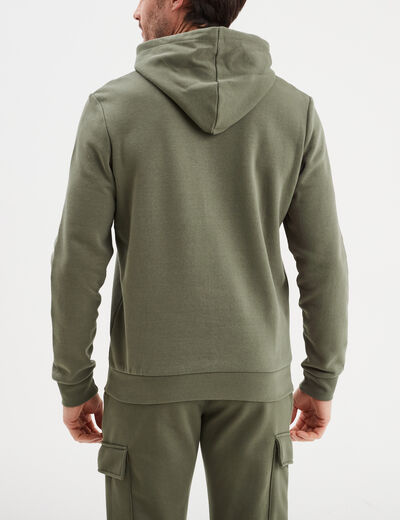 Sweat molleton à capuche hoodie vert kaki homme