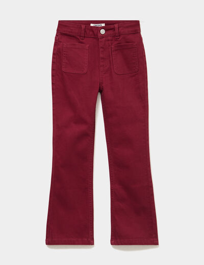 Pantalon bootcut twill 4 poches bordeaux fille