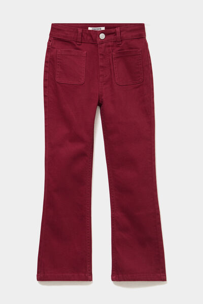 Pantalon bootcut twill 4 poches bordeaux fille