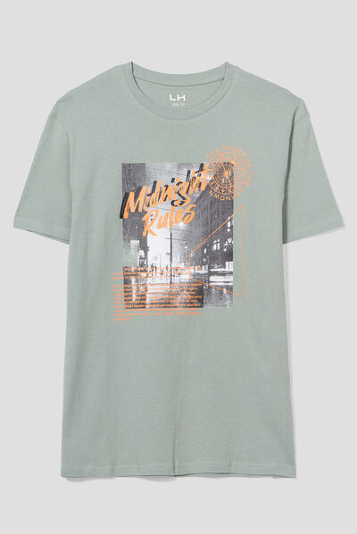 T-shirt droit manches courtes coton vert clair homme