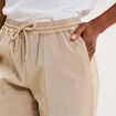 Pantalon molleton cargo droit cropped beige femme