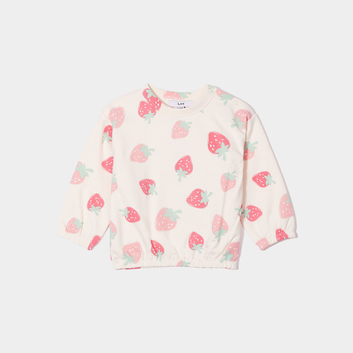 Sweat col rond épaule boutonnée creme bébé fille