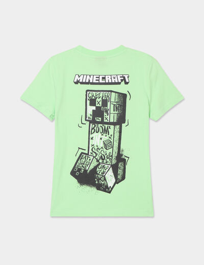T-shirt manches courtes coton Minecraft vert fluo garçon