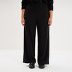 Pantalon effet cr&ecirc;pe long coupe large noir femme grande taille