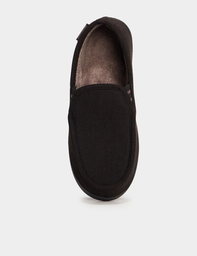 Chaussons mocassins aspect velours noir homme