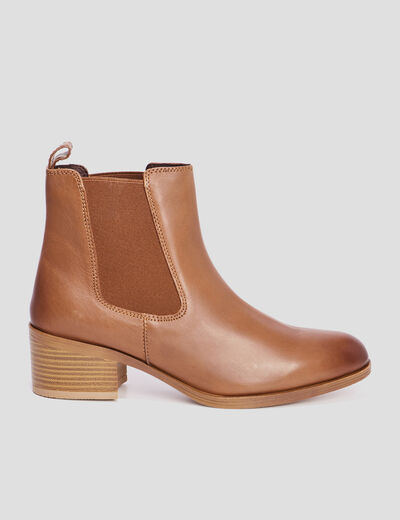Bottines à talons en cuir marron femme